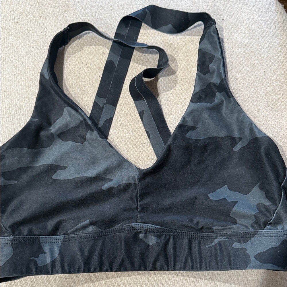 Prana Black Camouflage Sports Bra